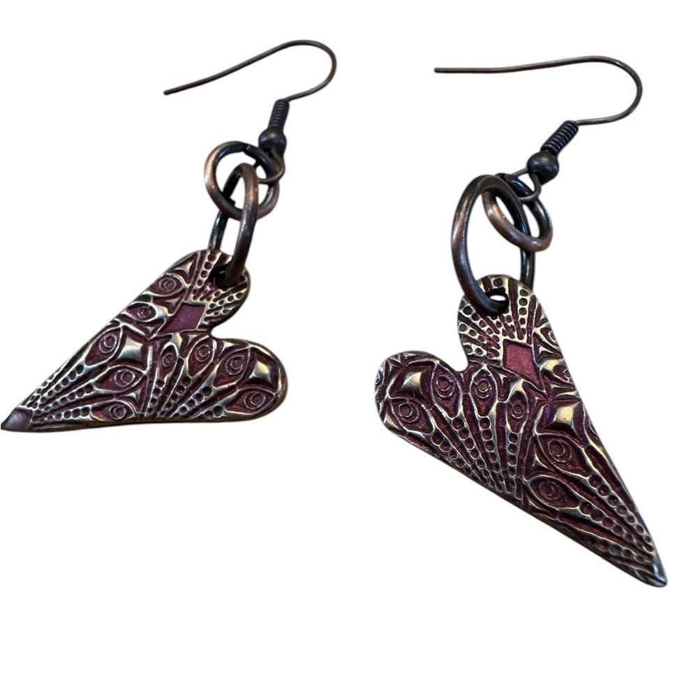 Red Lightweight heart handmade polymer earrings